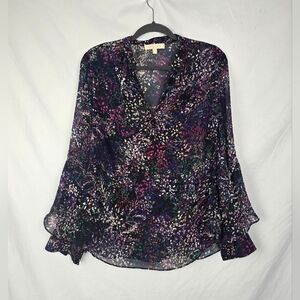 Etcetera Silk Whimsical Whimsigoth Fairy Flared Ruffled Sheer Top sz 8